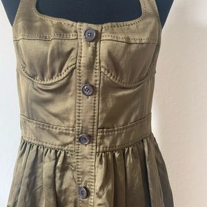 Unique Proenza Schouler green olive metallic dress